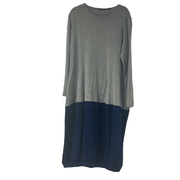 Basic Colors Girls Bubble Color Block two Tone sz 10 gray navy dress casual midi - Picture 2 of 6